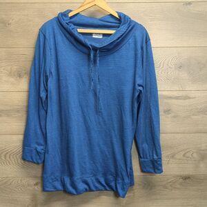 Nina Capri Striped Mockneck Blue Top Women's Plus Size 2X
